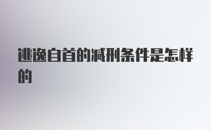 逃逸自首的减刑条件是怎样的