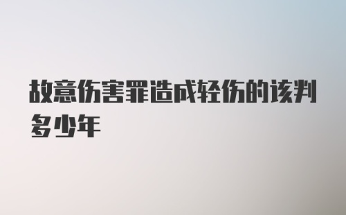 故意伤害罪造成轻伤的该判多少年