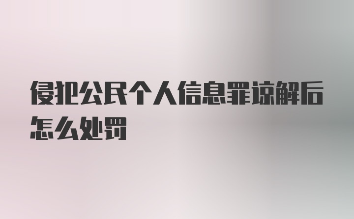 侵犯公民个人信息罪谅解后怎么处罚