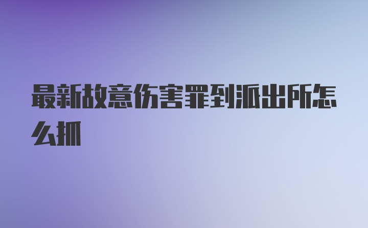 最新故意伤害罪到派出所怎么抓