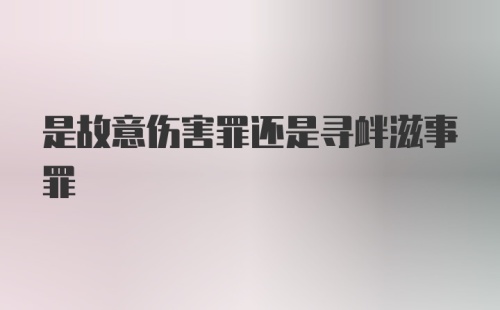 是故意伤害罪还是寻衅滋事罪