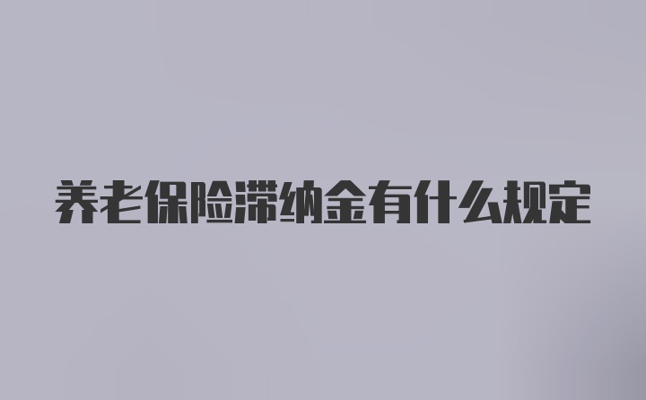 养老保险滞纳金有什么规定