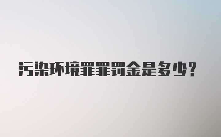 污染环境罪罪罚金是多少？