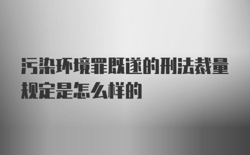 污染环境罪既遂的刑法裁量规定是怎么样的