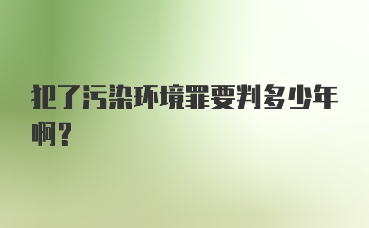 犯了污染环境罪要判多少年啊？