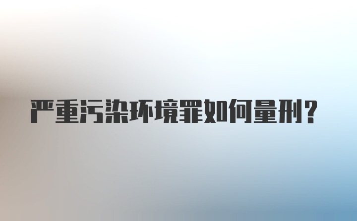 严重污染环境罪如何量刑？