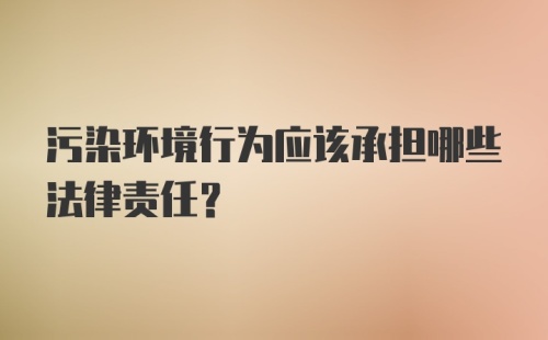 污染环境行为应该承担哪些法律责任？