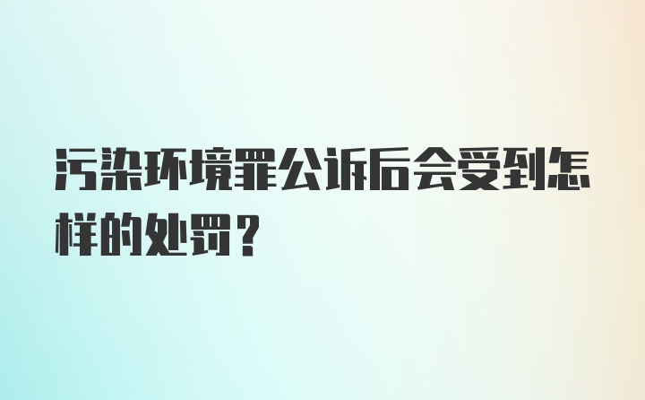 污染环境罪公诉后会受到怎样的处罚？