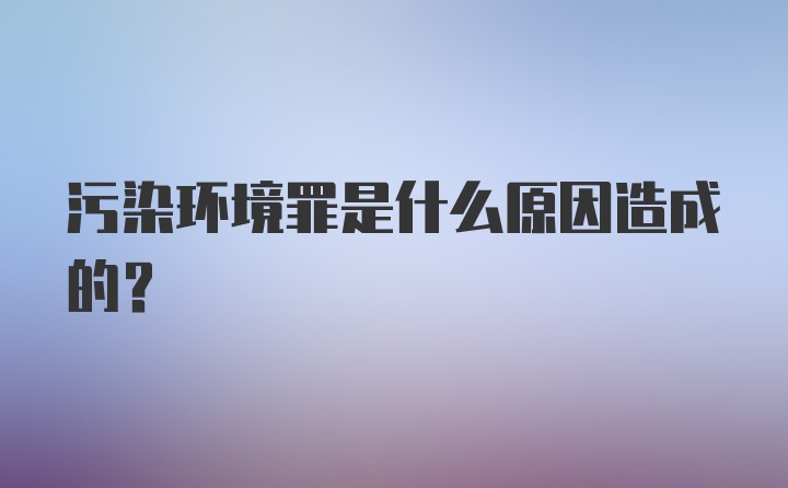 污染环境罪是什么原因造成的？