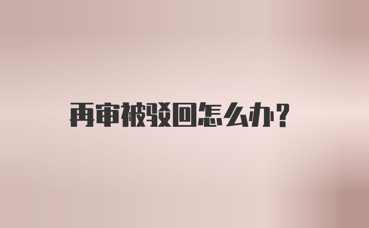 再审被驳回怎么办？