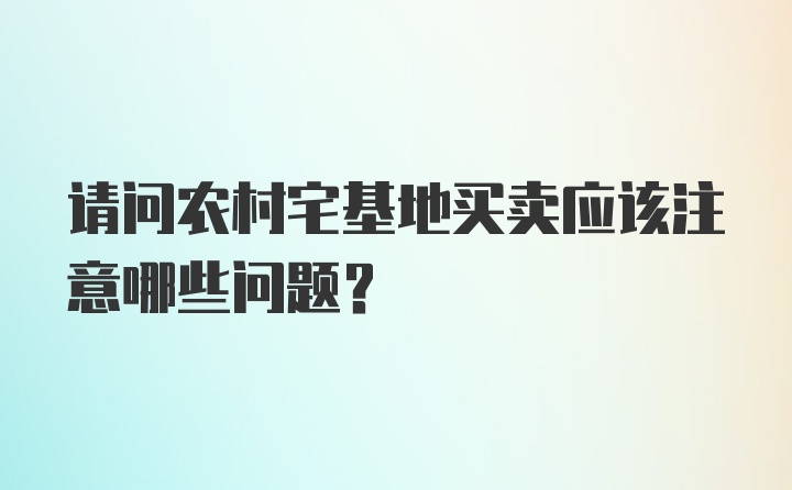 请问农村宅基地买卖应该注意哪些问题？