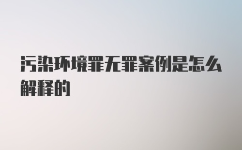 污染环境罪无罪案例是怎么解释的