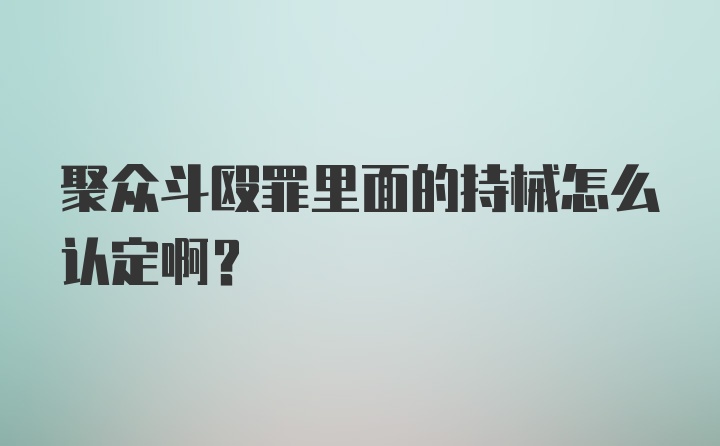 聚众斗殴罪里面的持械怎么认定啊?