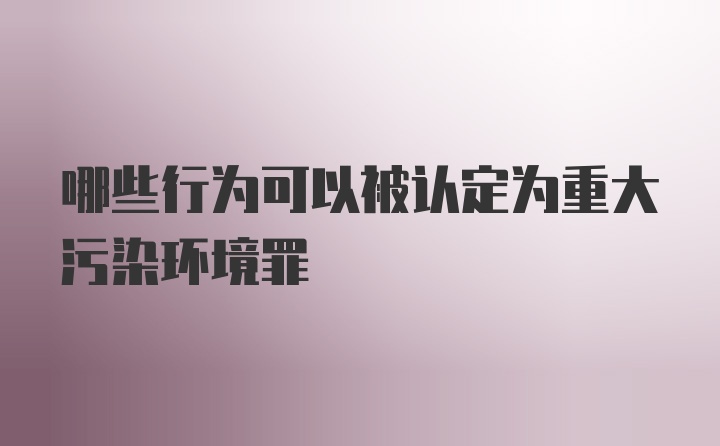 哪些行为可以被认定为重大污染环境罪