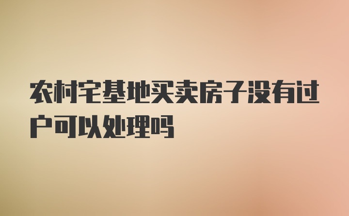 农村宅基地买卖房子没有过户可以处理吗