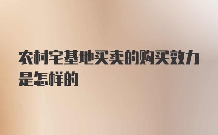 农村宅基地买卖的购买效力是怎样的