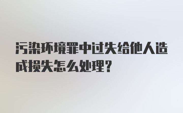 污染环境罪中过失给他人造成损失怎么处理？
