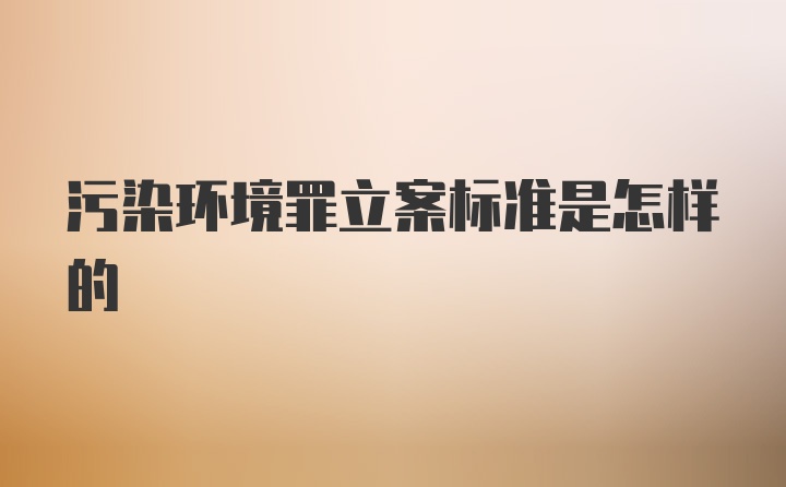 污染环境罪立案标准是怎样的