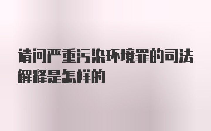 请问严重污染环境罪的司法解释是怎样的