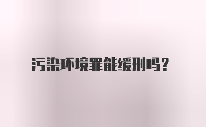 污染环境罪能缓刑吗?