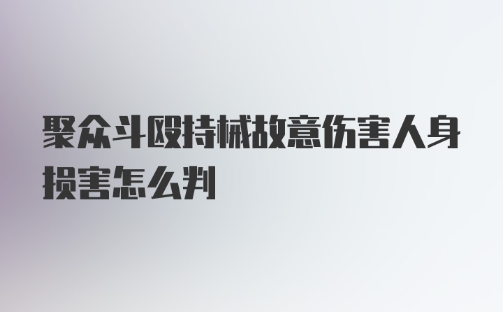 聚众斗殴持械故意伤害人身损害怎么判