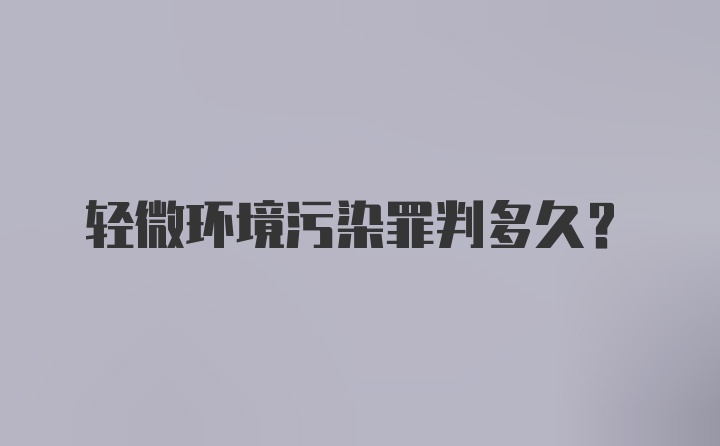 轻微环境污染罪判多久？
