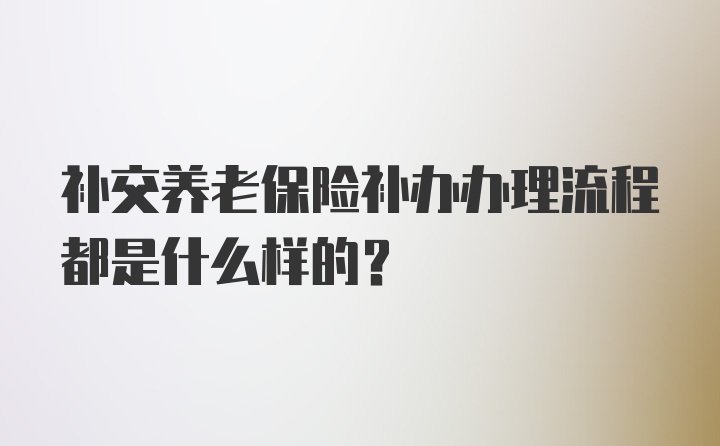 补交养老保险补办办理流程都是什么样的？