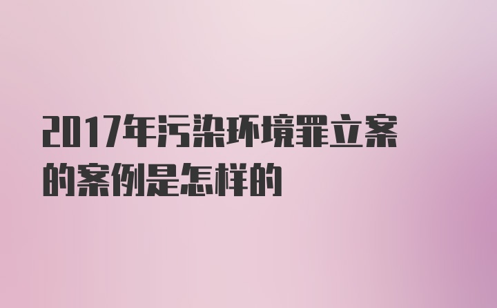 2017年污染环境罪立案的案例是怎样的