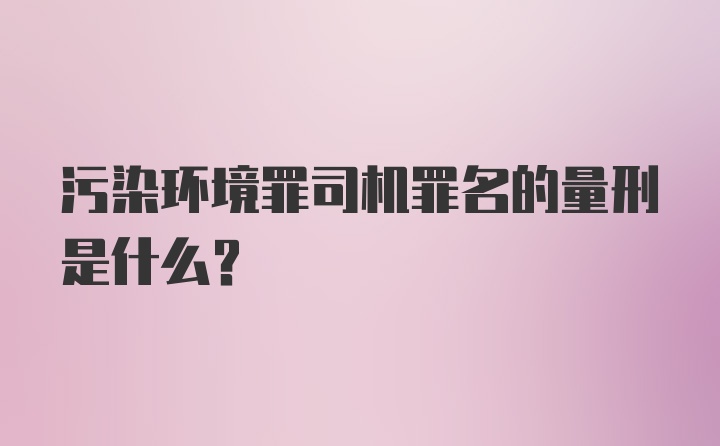 污染环境罪司机罪名的量刑是什么?