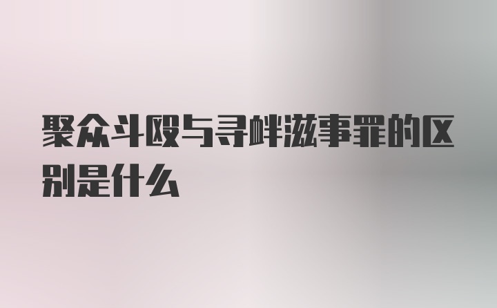 聚众斗殴与寻衅滋事罪的区别是什么