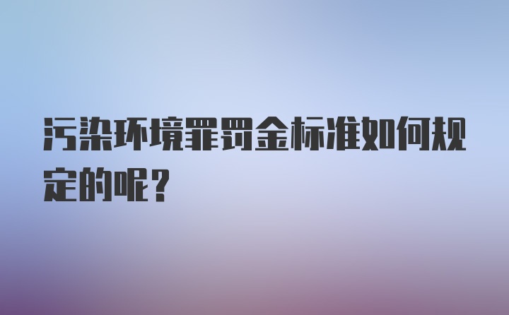 污染环境罪罚金标准如何规定的呢？