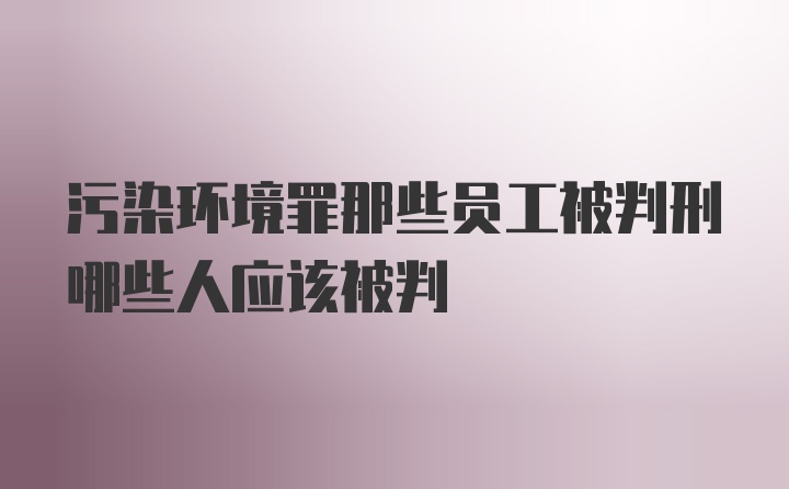 污染环境罪那些员工被判刑哪些人应该被判