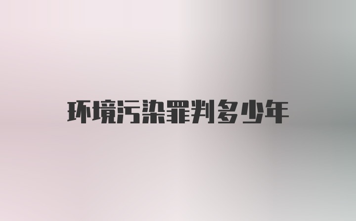 环境污染罪判多少年