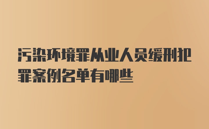 污染环境罪从业人员缓刑犯罪案例名单有哪些