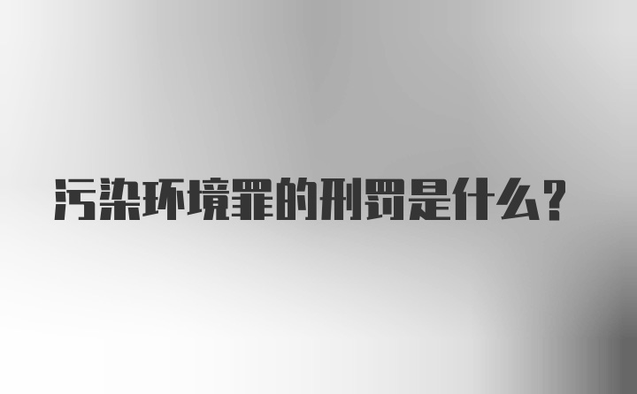 污染环境罪的刑罚是什么？