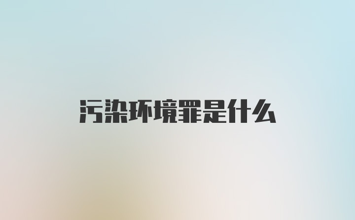 污染环境罪是什么