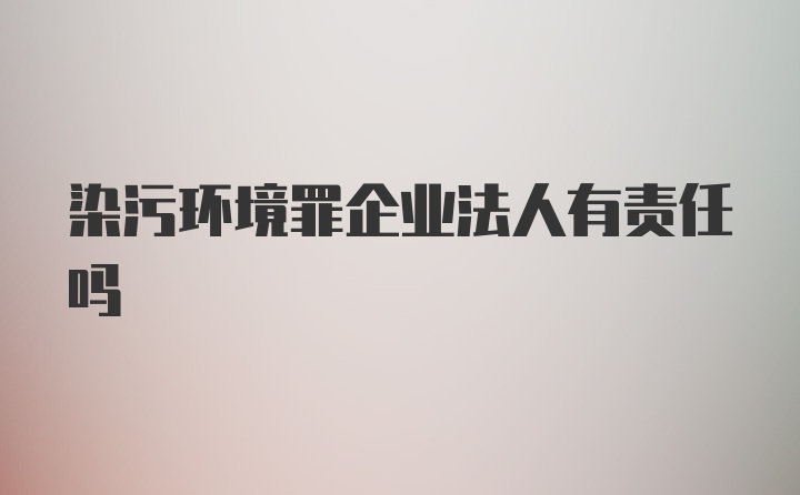 染污环境罪企业法人有责任吗