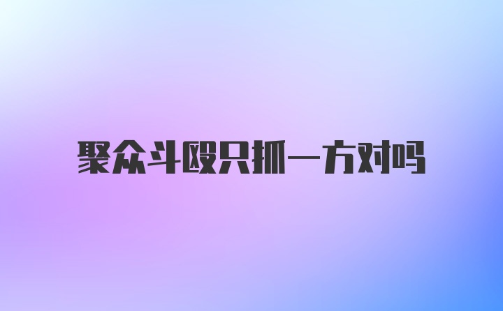 聚众斗殴只抓一方对吗