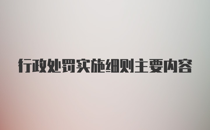 行政处罚实施细则主要内容