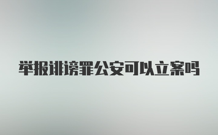 举报诽谤罪公安可以立案吗