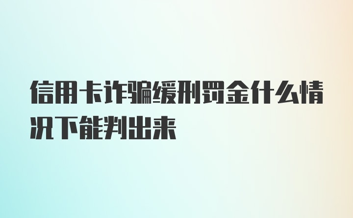 信用卡诈骗缓刑罚金什么情况下能判出来