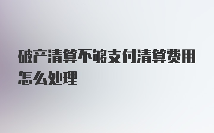 破产清算不够支付清算费用怎么处理