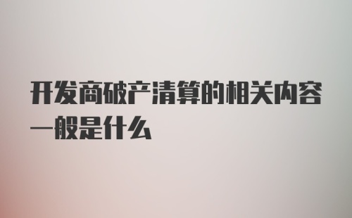 开发商破产清算的相关内容一般是什么