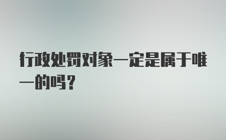 行政处罚对象一定是属于唯一的吗?