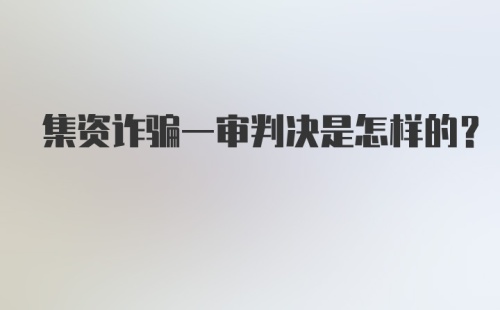 集资诈骗一审判决是怎样的？