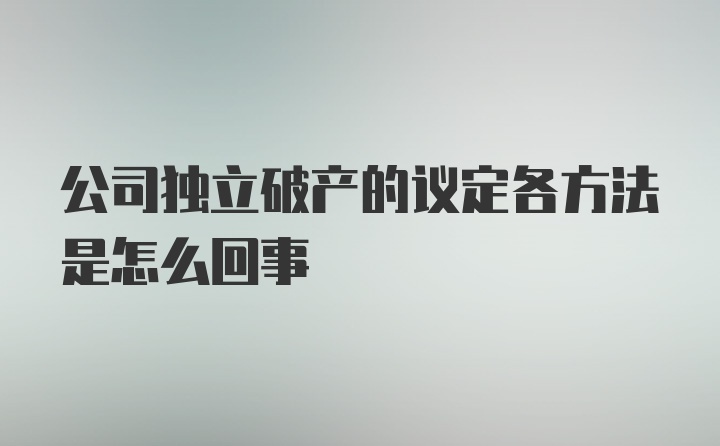 公司独立破产的议定各方法是怎么回事