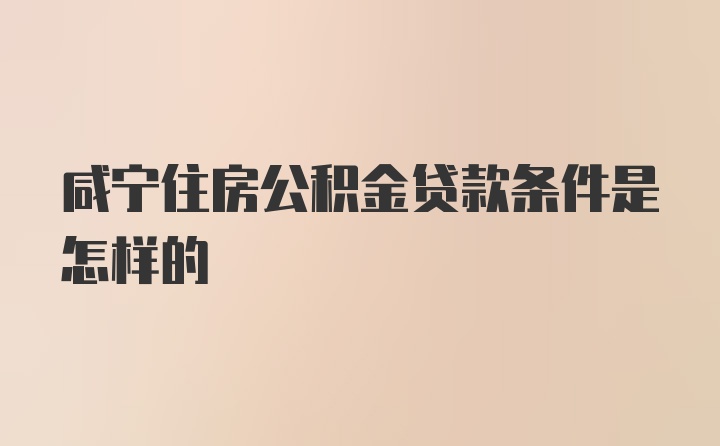 咸宁住房公积金贷款条件是怎样的