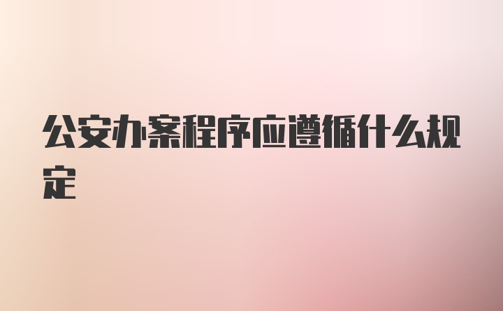 公安办案程序应遵循什么规定