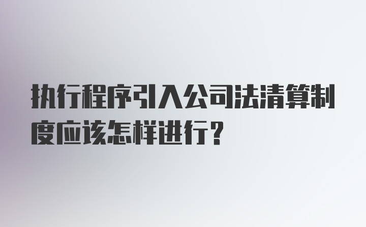 执行程序引入公司法清算制度应该怎样进行？