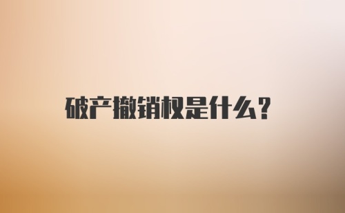 破产撤销权是什么？